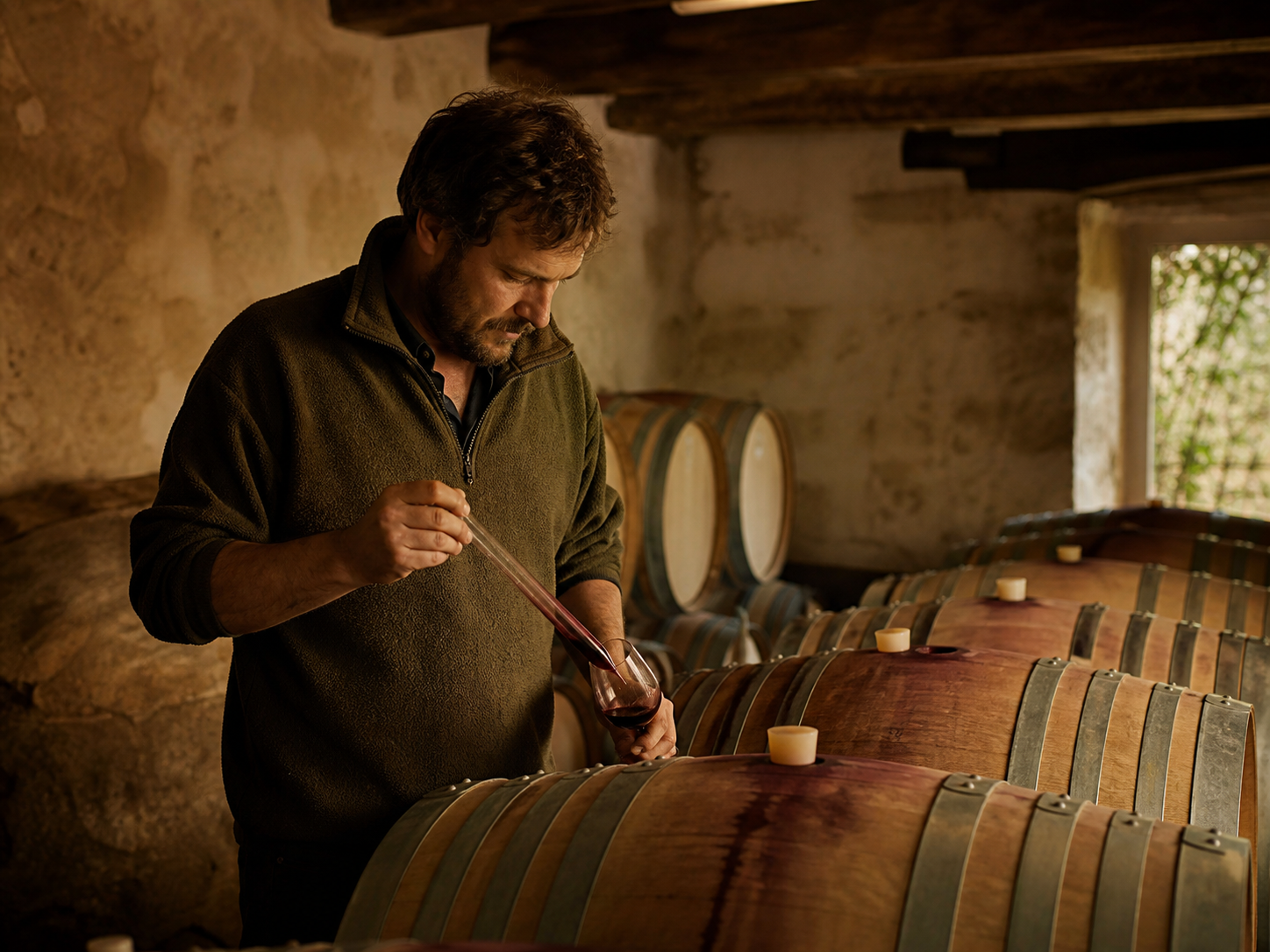 Vigneron dans son chai